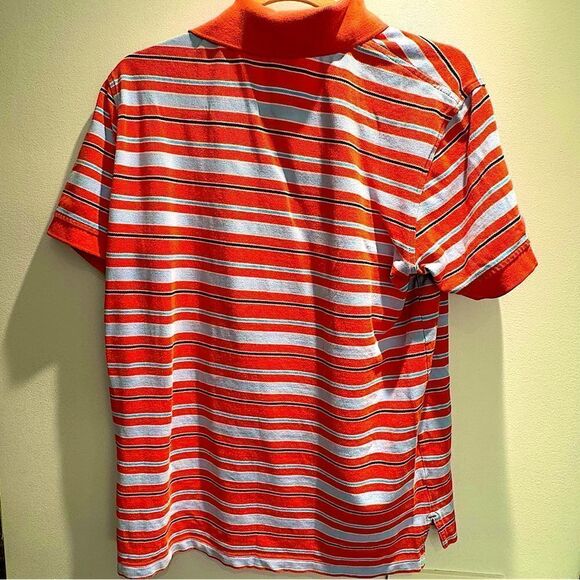 Brooks Brothers - Polo Shirt Orange / Baby Blue Short Sleeve Slim Fit Size M - Picture 3 of 5